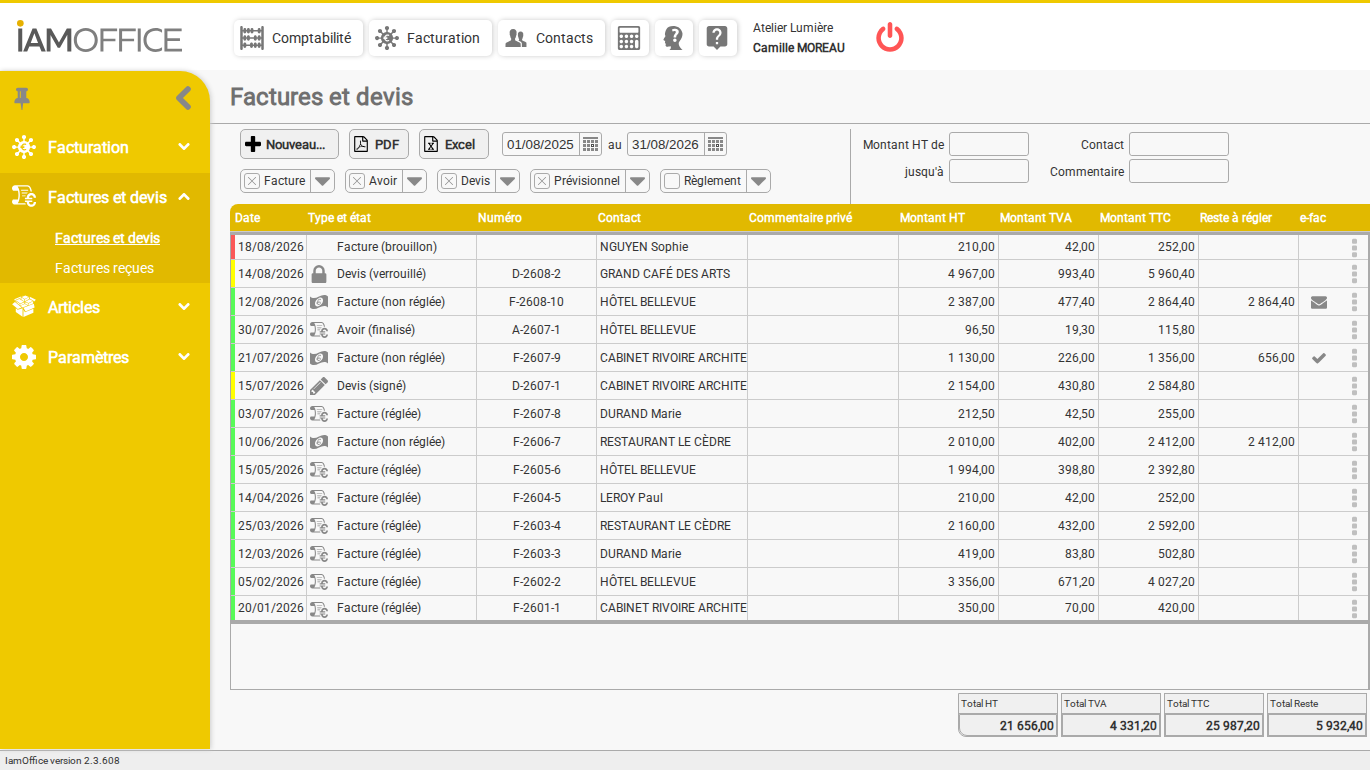 IAM OFFICE - Factures et devis